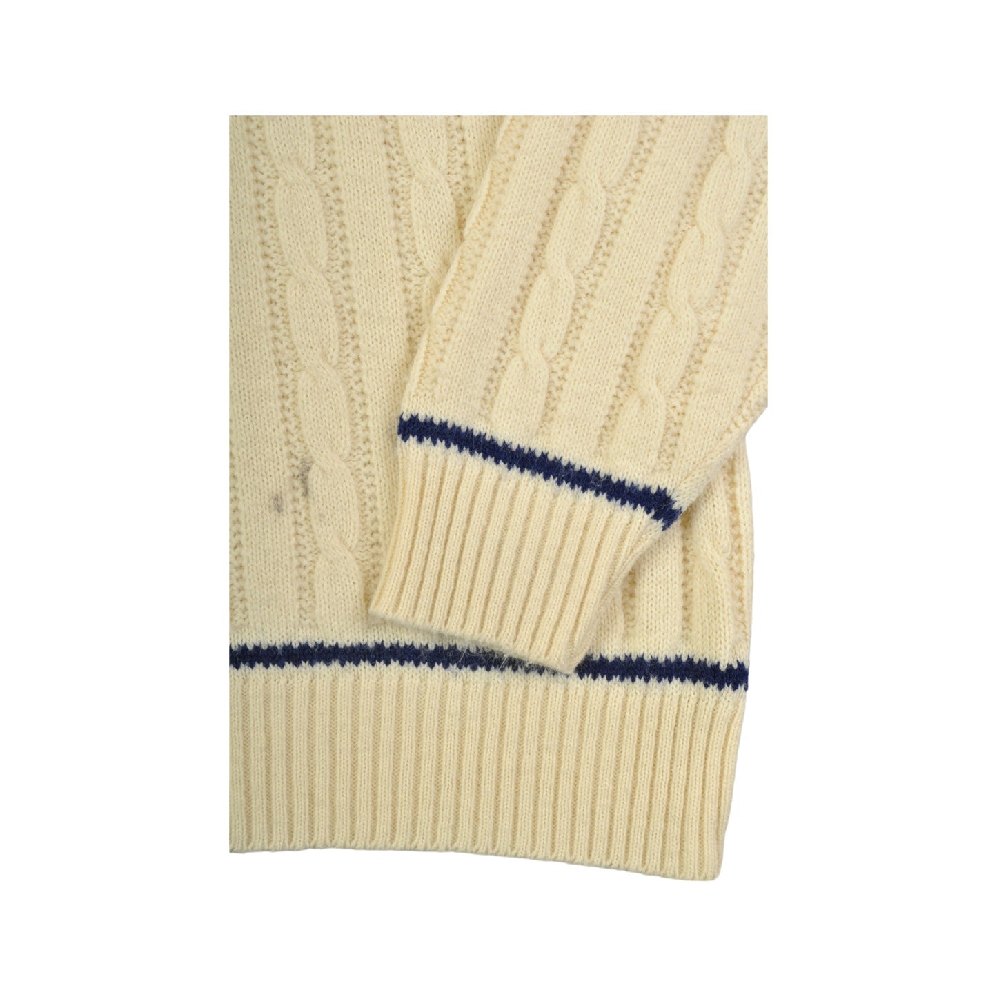 Vintage Knitted Jumper Retro Stag Pattern Cream/Navy Ladies Large