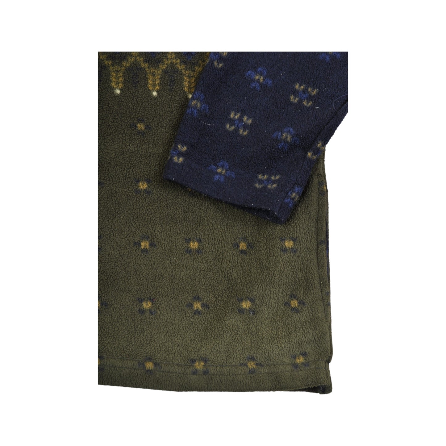 Vintage Fleece 1/4 Zip Retro Pattern Navy/Khaki Ladies Medium