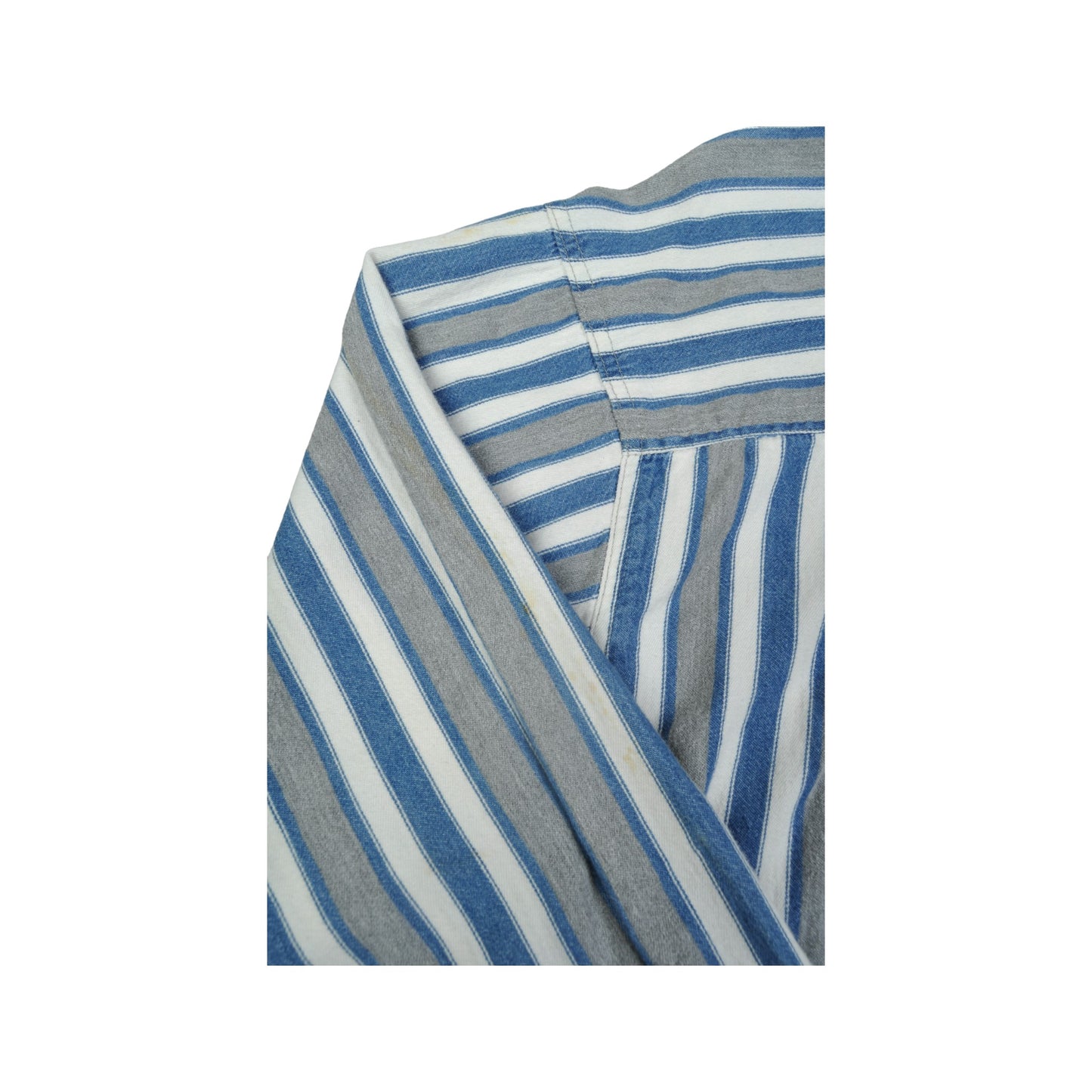 Vintage Shirt 90s Striped Long Sleeve Blue Large