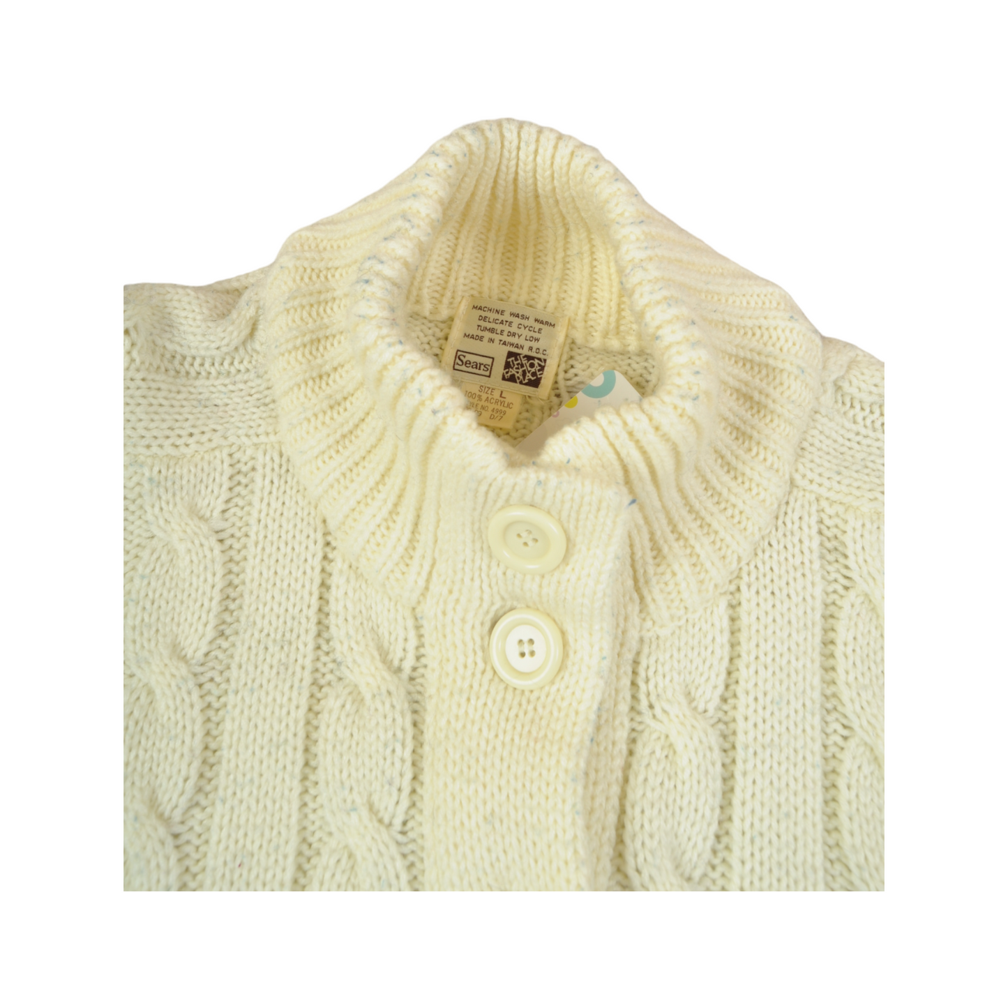 Vintage Cable Knit Knitted Cardigan Cream Ladies Large