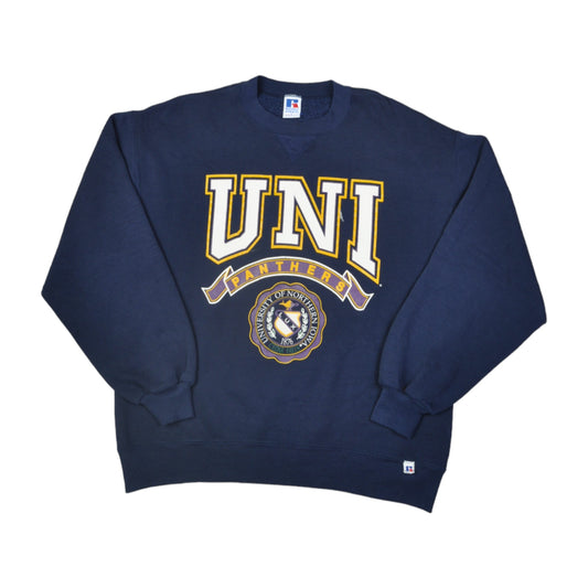 Vintage Russell Athletic University of Northern Iowa Panthers Sweater Navy Large