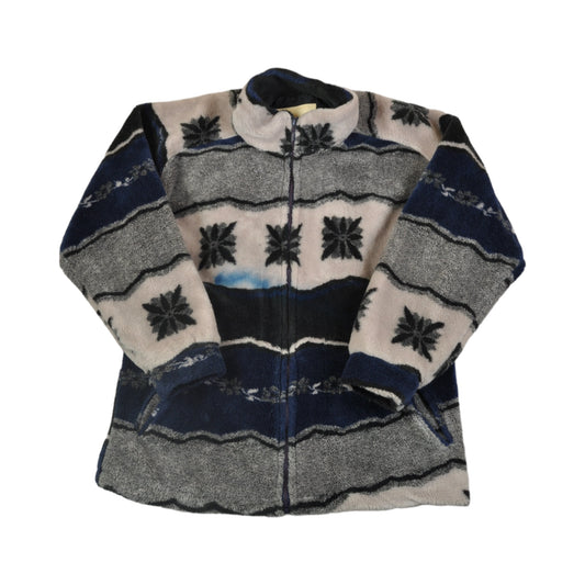 Vintage Fleece Jacket Retro Pattern Ladies Large