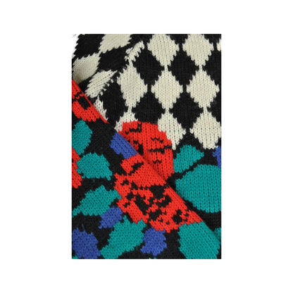 Vintage  Knitwear Sweater Retro Rose Pattern Ladies Small
