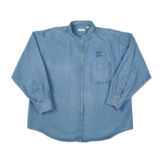 Vintage Denim Shirt Long Sleeve Blue Ladies XL