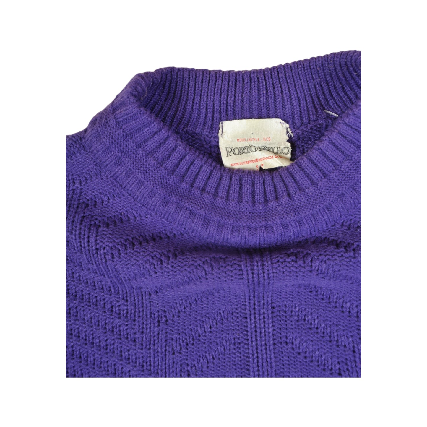 Vintage Cable Knit Knitted Jumper Purple Small