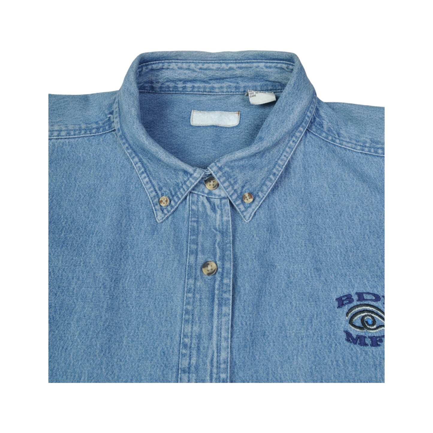 Vintage Denim Shirt Long Sleeve Blue Ladies XL