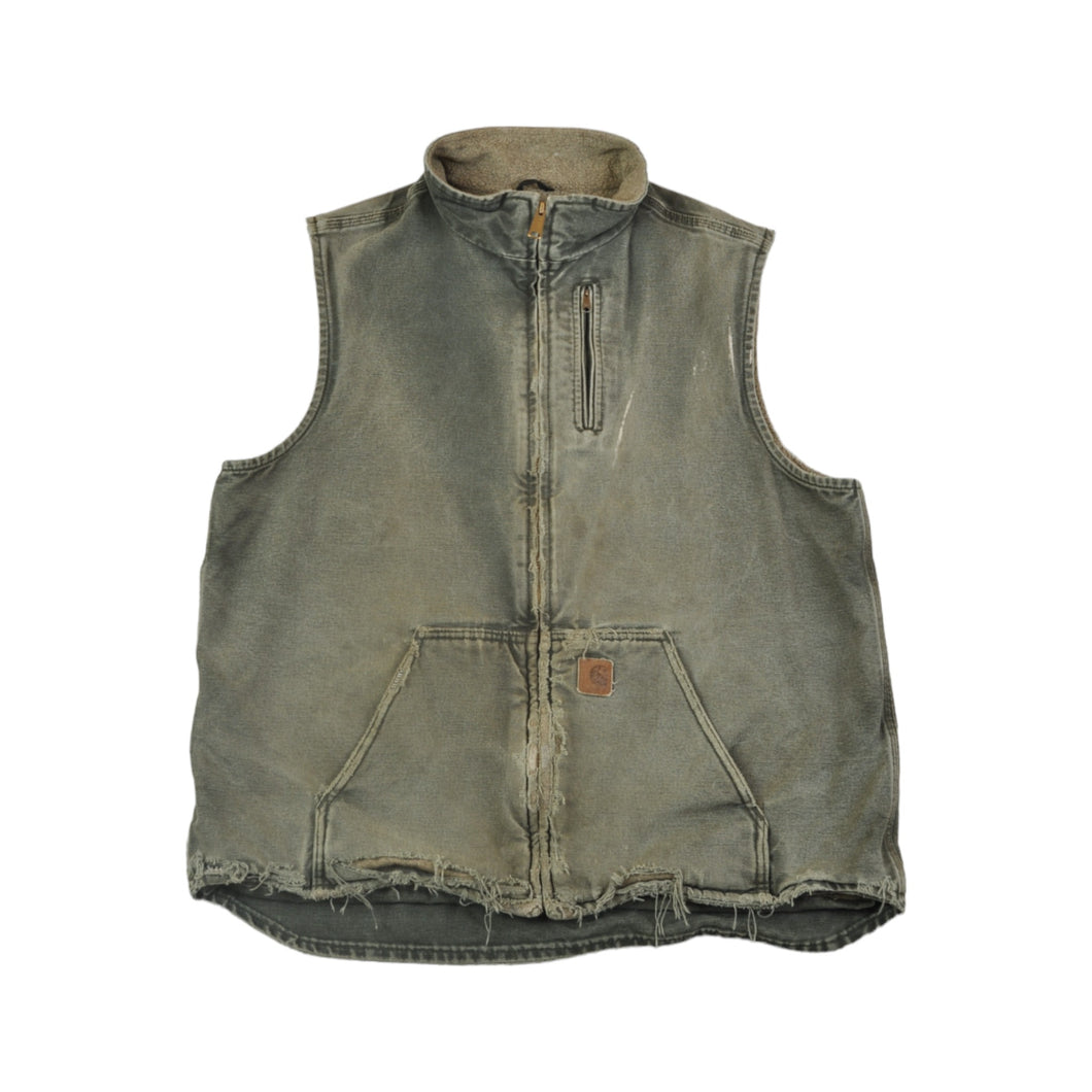 Vintage Carhartt Vest Gilet Sherpa Lining Khaki XL