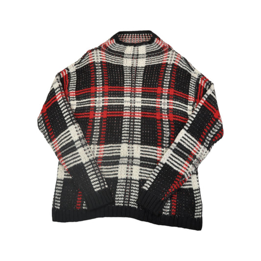 Vintage Chaps Knitted Jumper Retro Check Pattern Red/Black Ladies Medium