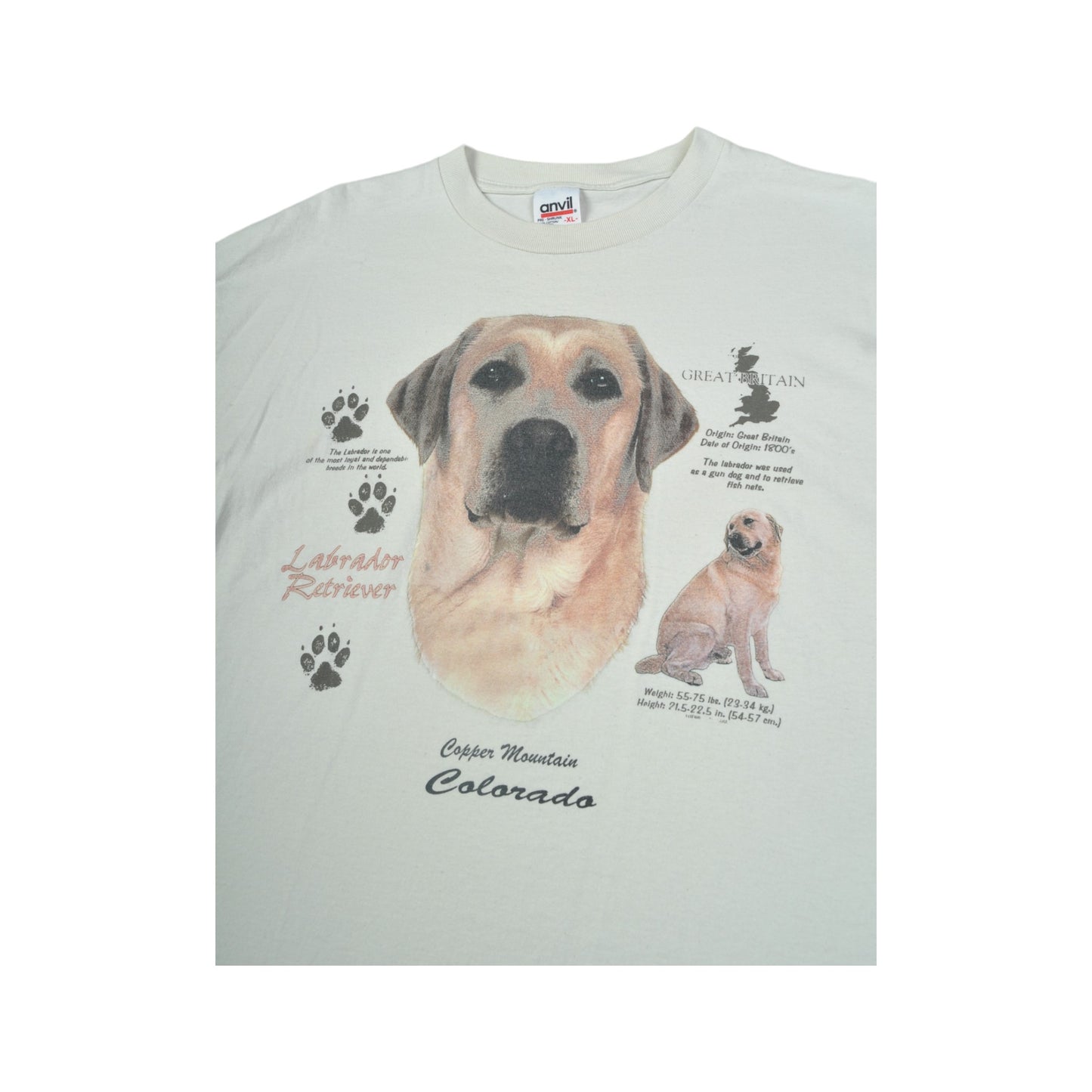 Vintage Copper Mountain Colorado Labrador Retriever T-Shirt Tan XL