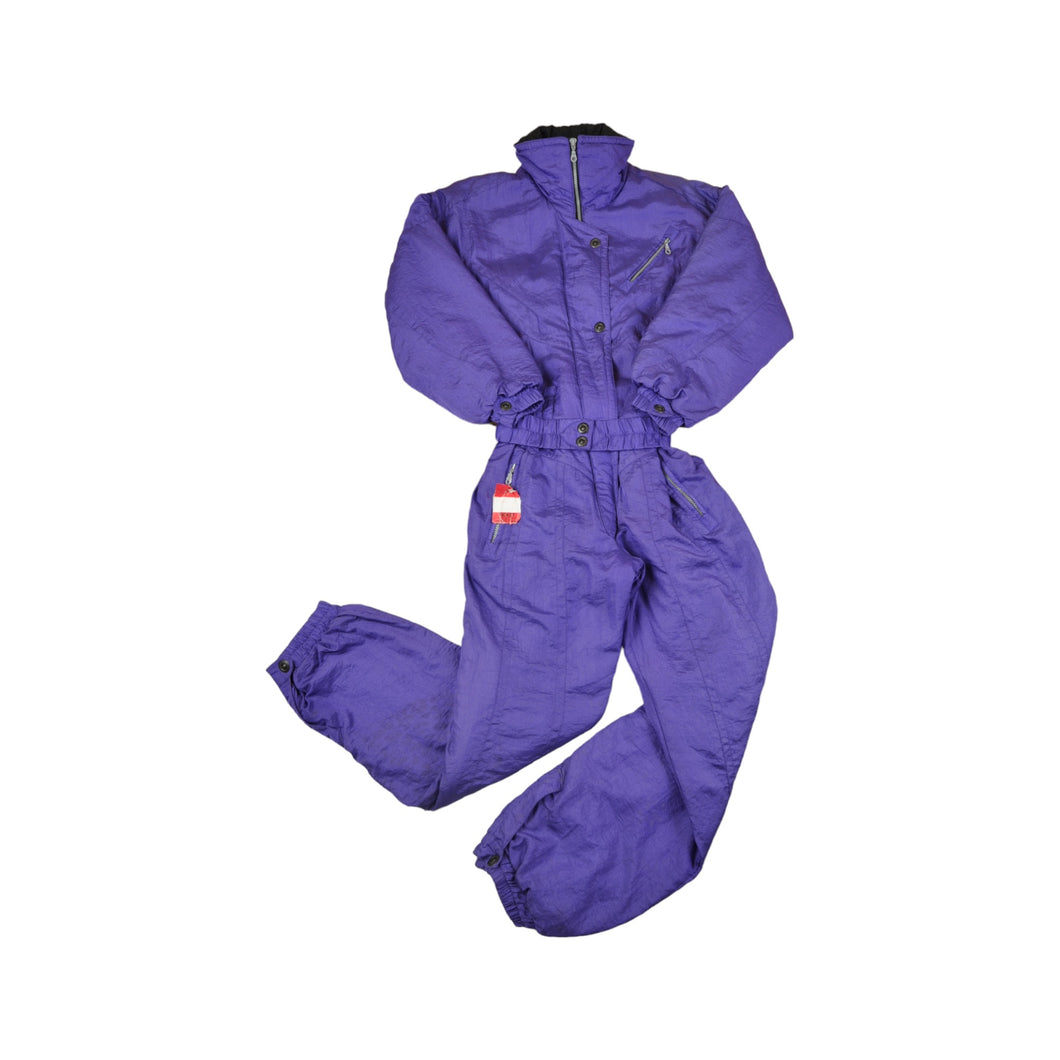 Vintage Ski Suit Retro Block Colour Purple Medium