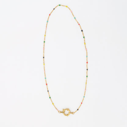 Dainty Necklace Multi and Gold Beaded Chain