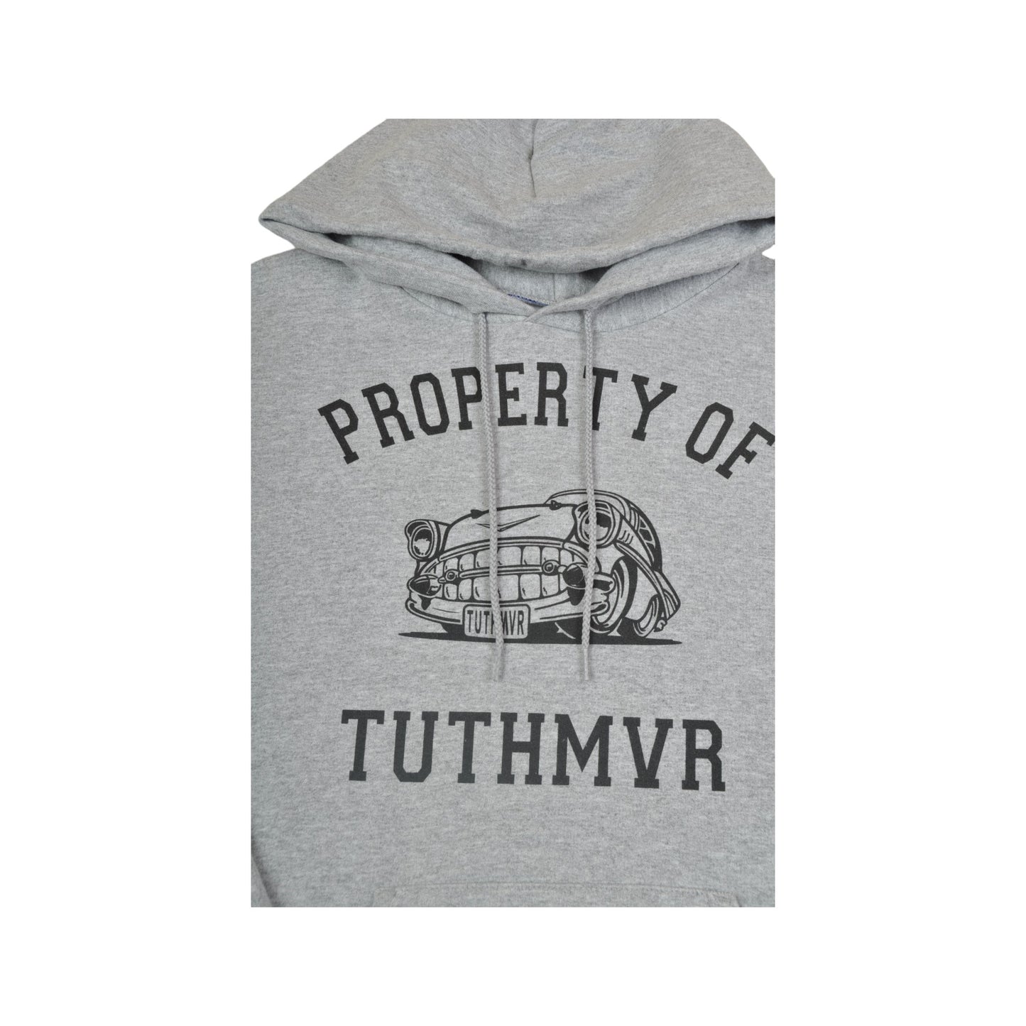 Vintage Champion Property Of TUTHMVR Hoodie Sweatshirt Grey Medium