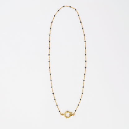 Dainty Necklace Black and Gold Beaded Chain