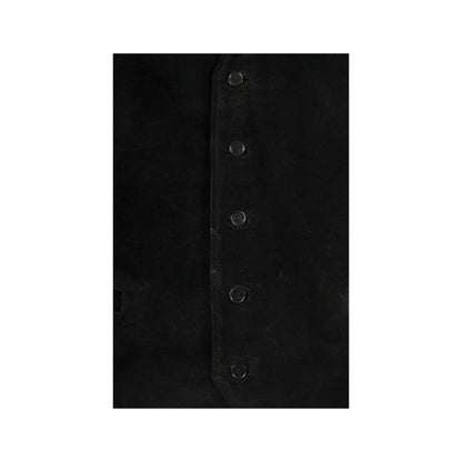 Vintage Suede Waist Coat Black Ladies Large
