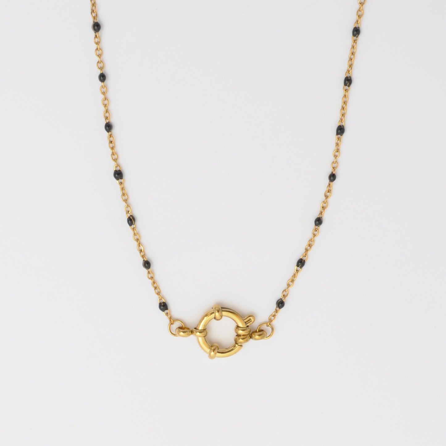 Dainty Necklace Black and Gold Beaded Chain