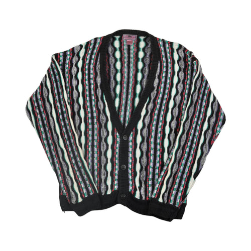 Vintage Coogi Style Knitted Cardigan Retro Pattern Ladies Large