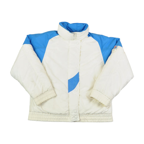 Vintage Ski Jacket Retro White/Blue Ladies Large