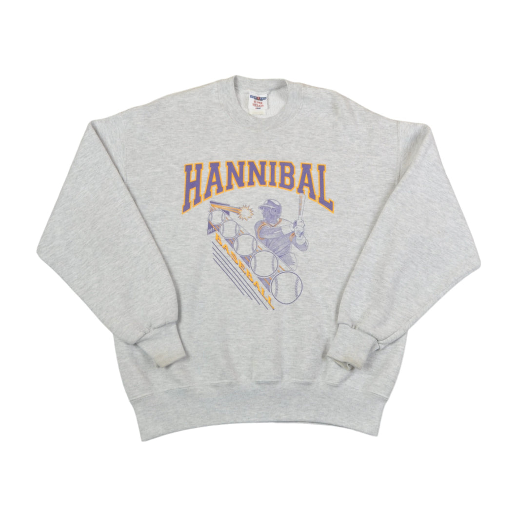 Vintage Hannibal Baseball Sweatshirt Grey Medium