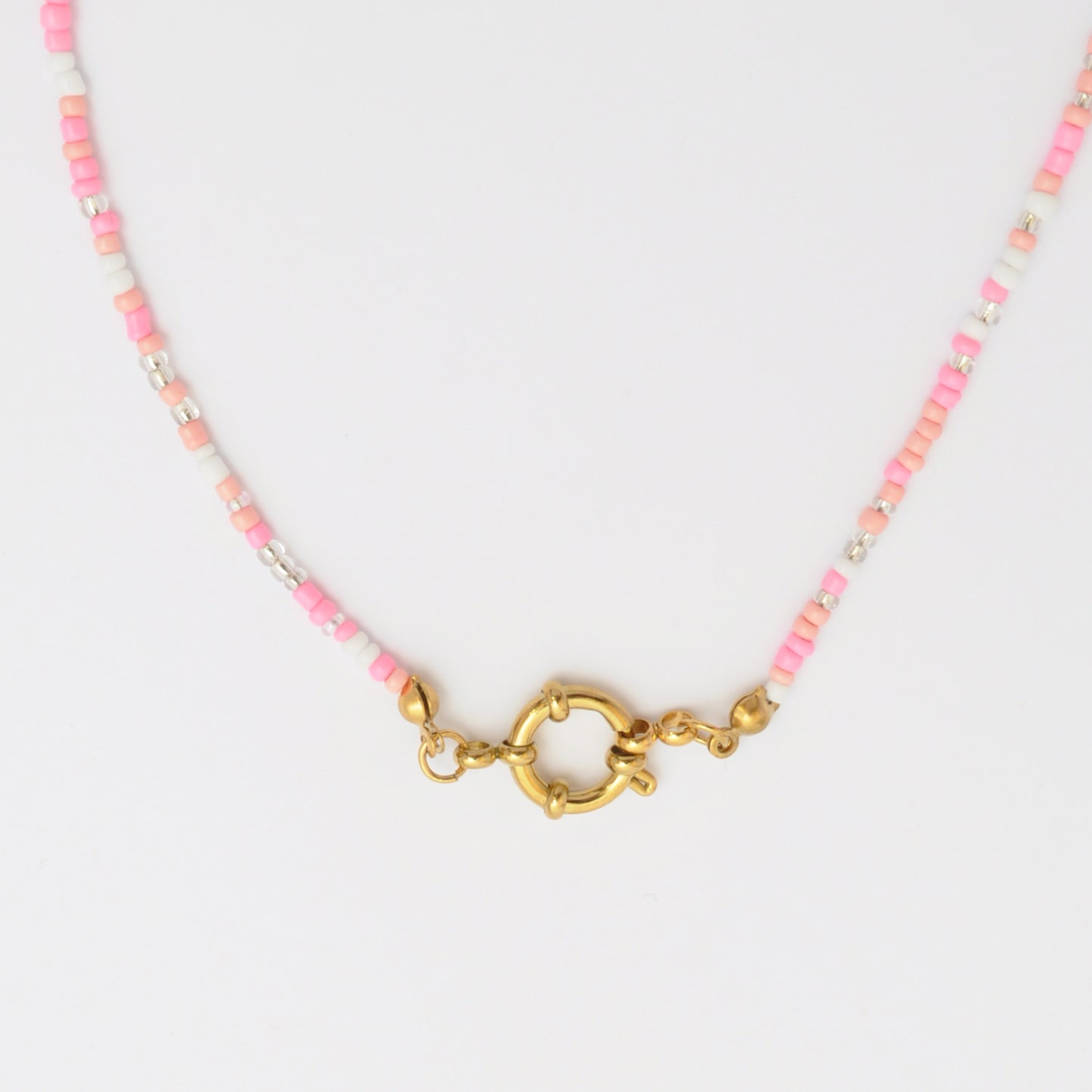 Dainty Beaded Necklace Pink