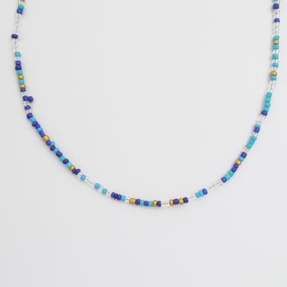Dainty Beaded Necklace Blue