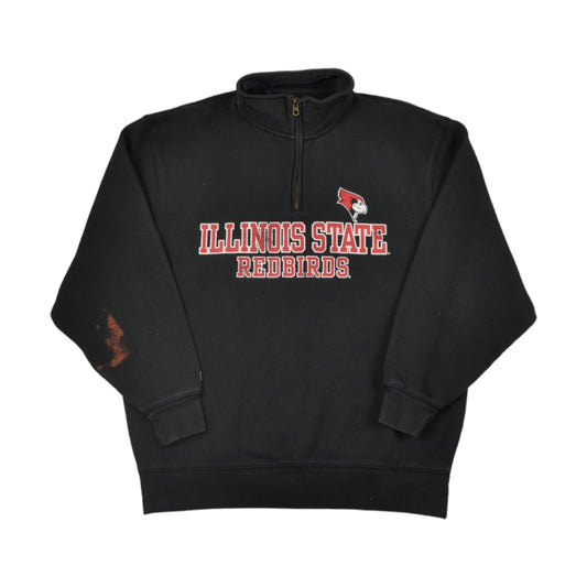 Vintage Illinois State Redbirds 1/4 Zip Sweatshirt Black Large