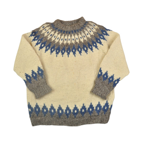 Vintage Knitwear Wool Sweater Scandi Pattern Cream/Grey Ladies Medium