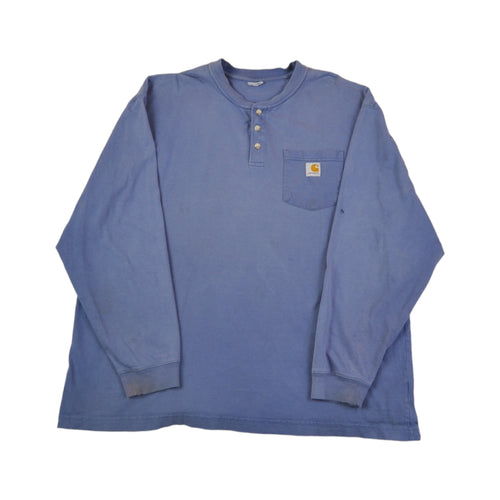 Vintage Carhartt Button Up Long Sleeve T-shirt Blue XL
