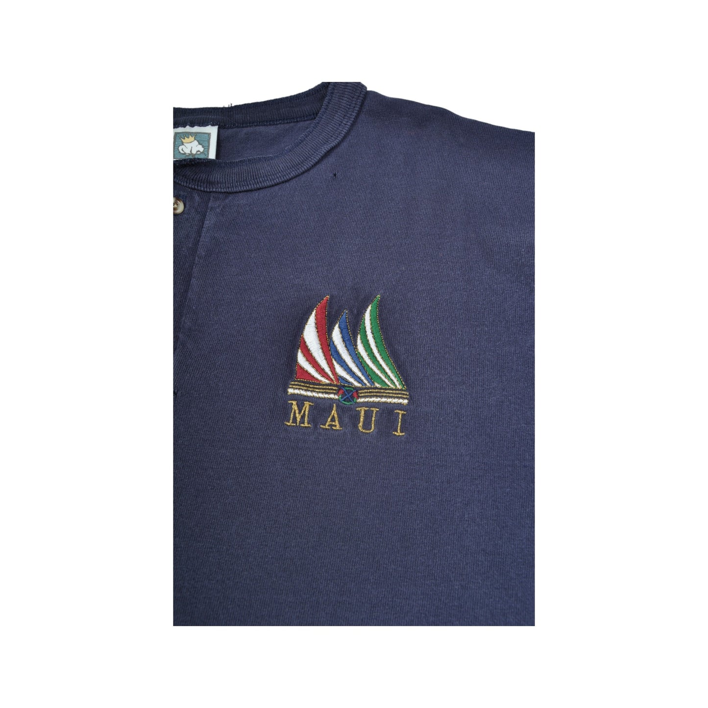 Vintage Maui Button Up Single Stitch T-Shirt Navy XL