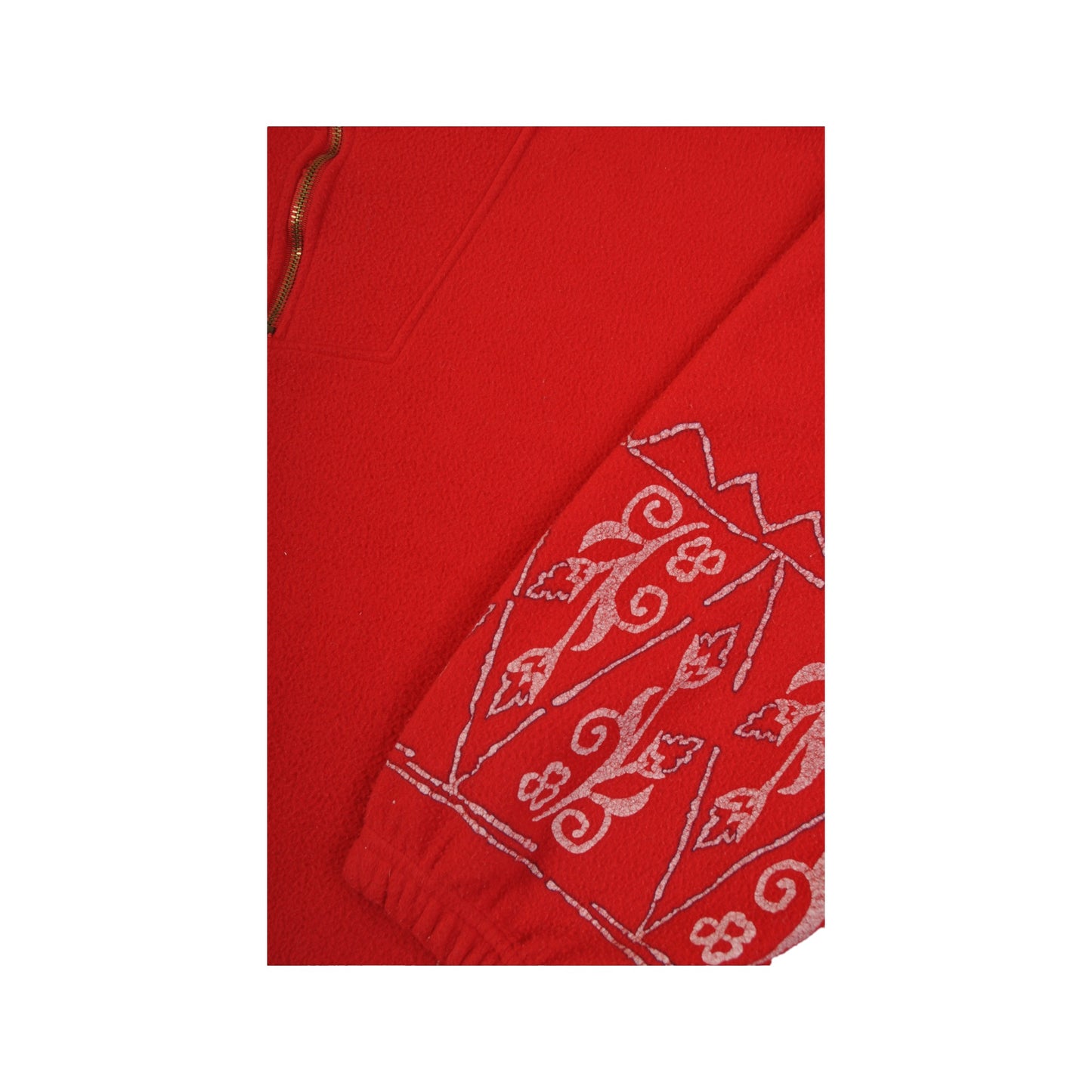 Vintage Fleece 1/4 Zip Retro Pattern Red Ladies Large