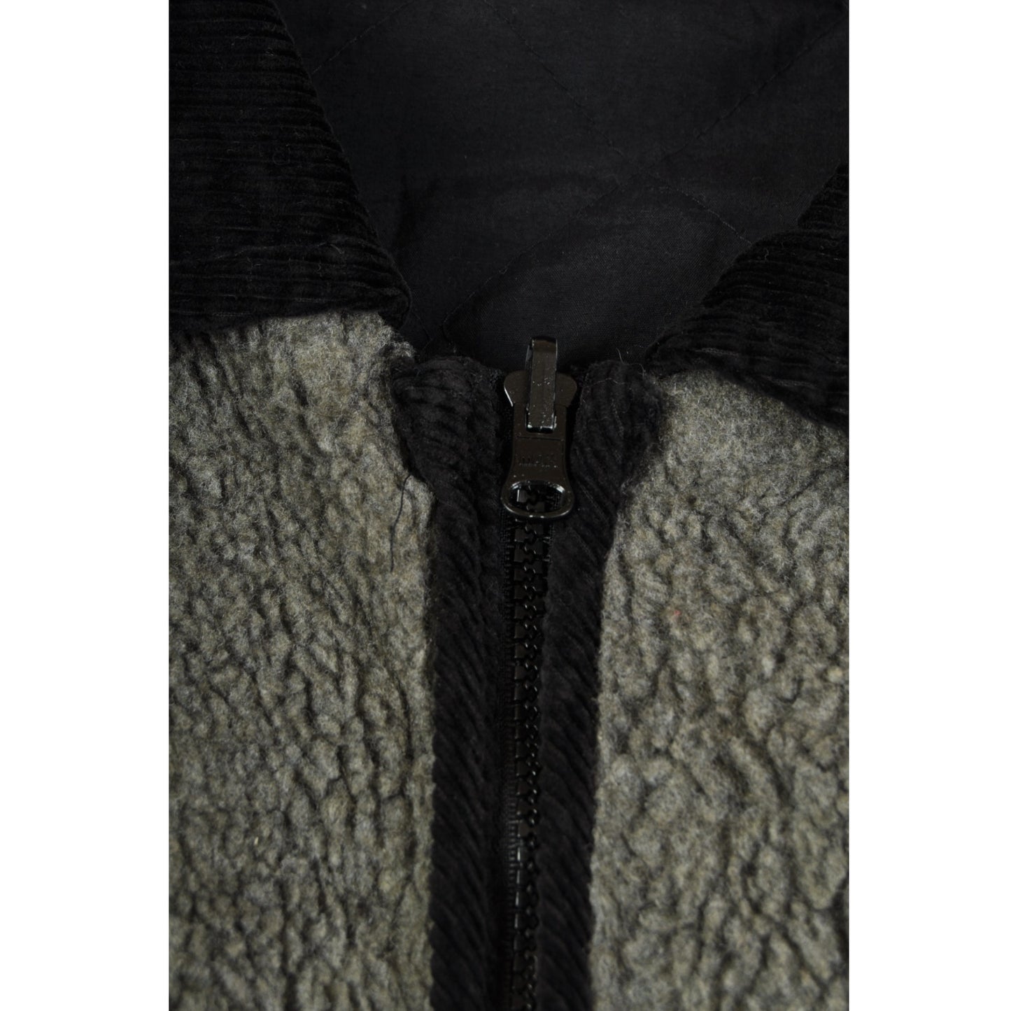 Vintage Fleece Jacket Retro Pattern Grey XL