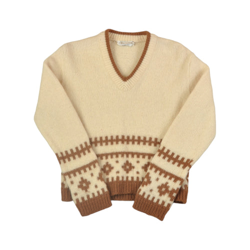 Vintage Knitwear Sweater Scandi Pattern Cream Ladies XS