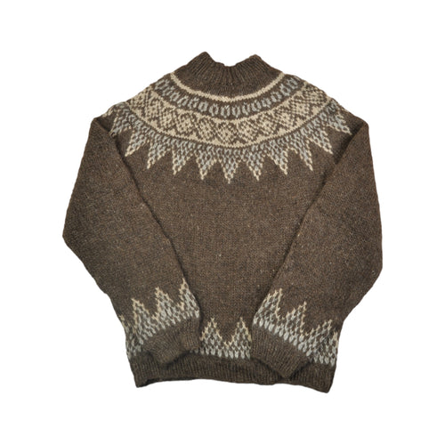 Vintage Knitwear Wool Sweater Scandi Pattern Brown Ladies Large