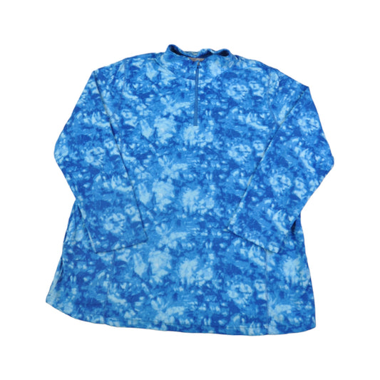 Vintage Fleece 1/4 Zip Retro Wavy Pattern Blue Ladies XL