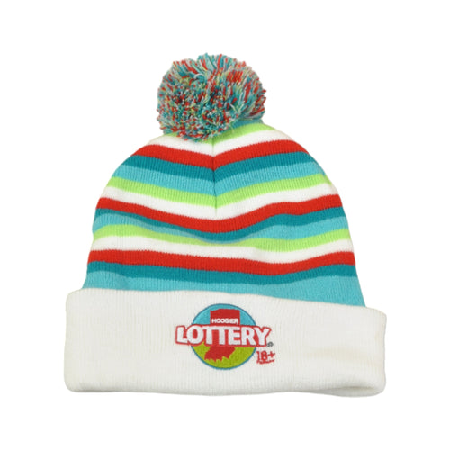 Vintage Hoosier Lottery Beanie Hat Striped Pattern
