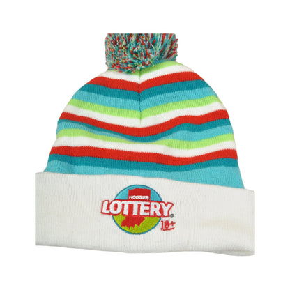 Vintage Hoosier Lottery Beanie Hat Striped Pattern