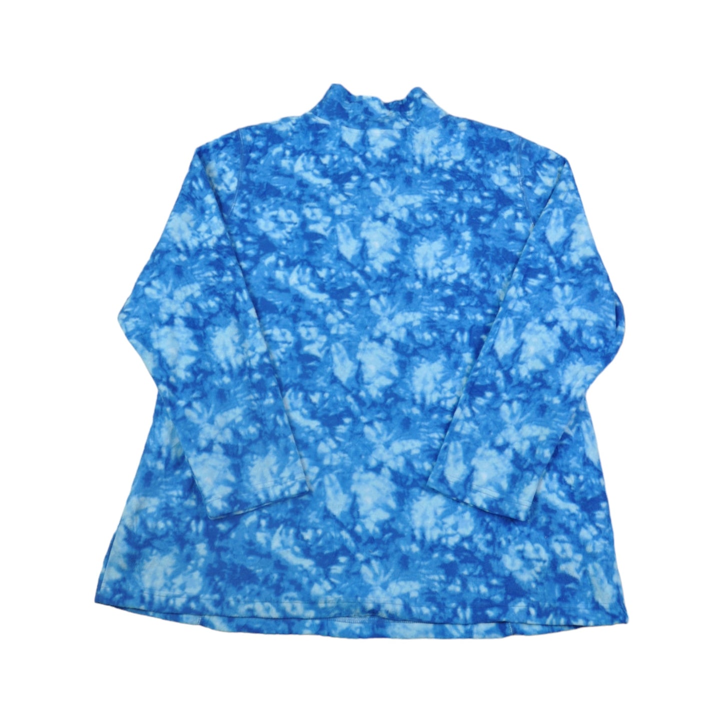 Vintage Fleece 1/4 Zip Retro Wavy Pattern Blue Ladies XL
