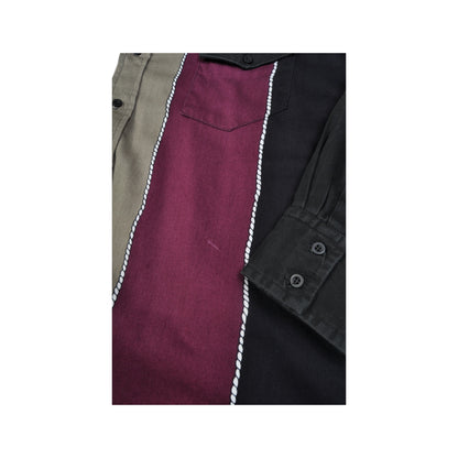 Vintage Shirt 90s Stripe Pattern Long Sleeve Purple XL