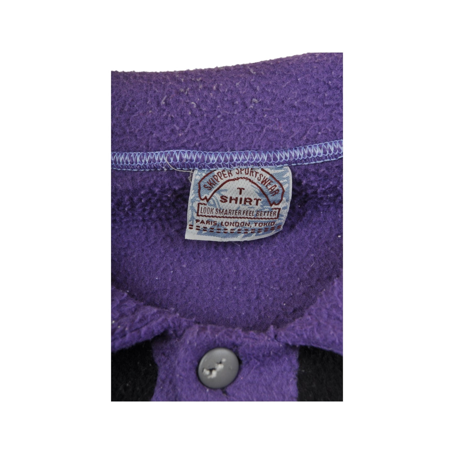 Vintage Fleece 1/4 Button Retro Pattern Purple Large