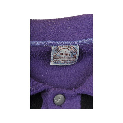 Vintage Fleece 1/4 Button Retro Pattern Purple Large