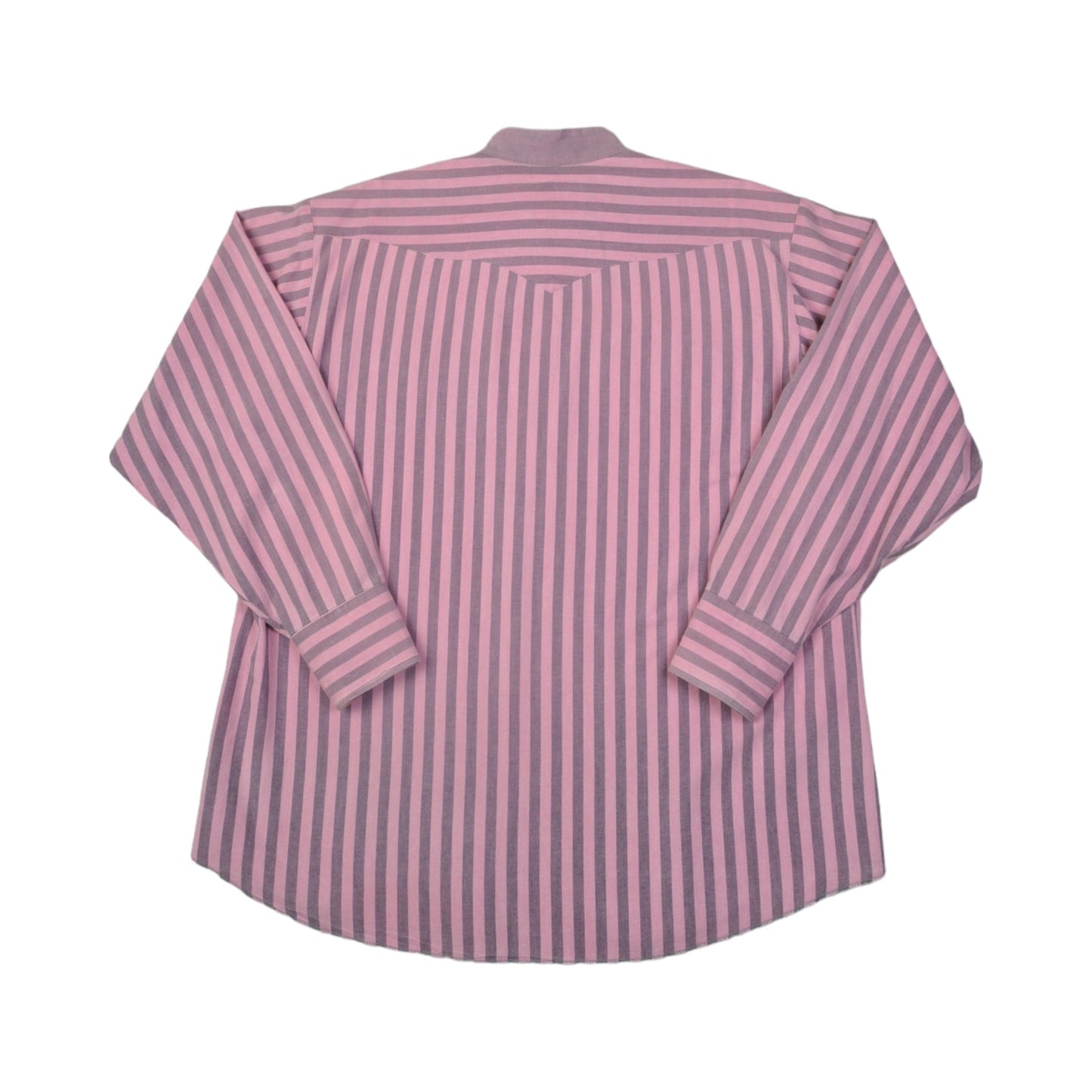 Vintage Grandad Shirt 90s Stripe Pattern Long Sleeve Pink XXL