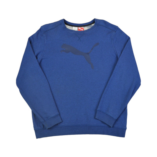 Vintage Puma Crew Neck Sweatshirt Blue Small