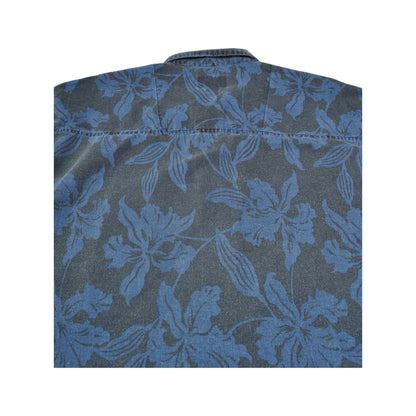 Vintage Hawaiian Shirt Short Sleeve Blue XXL