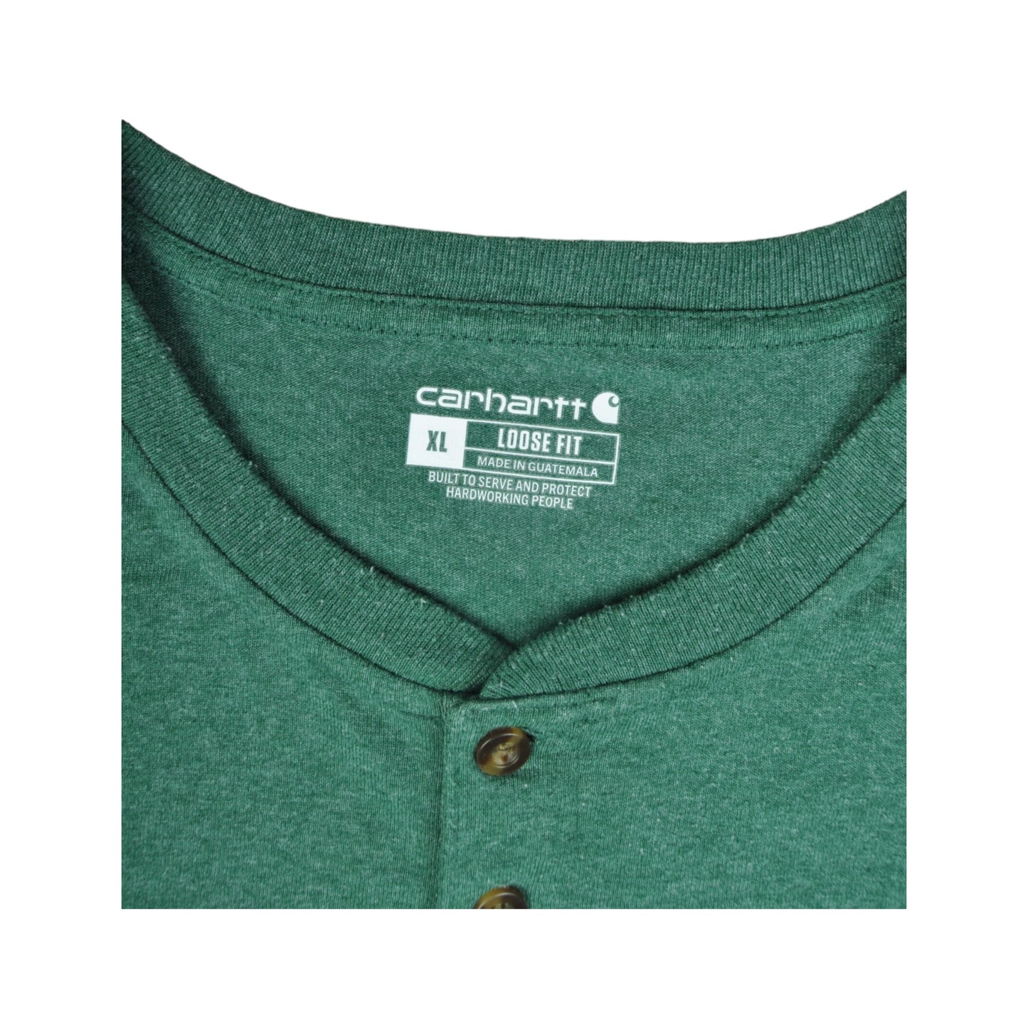 Vintage Carhartt Long Sleeve Button Up T-Shirt Green XL