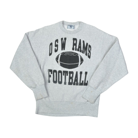 Vintage Lee OSW Rams Football Reverse Weave Sweater Grey Medium