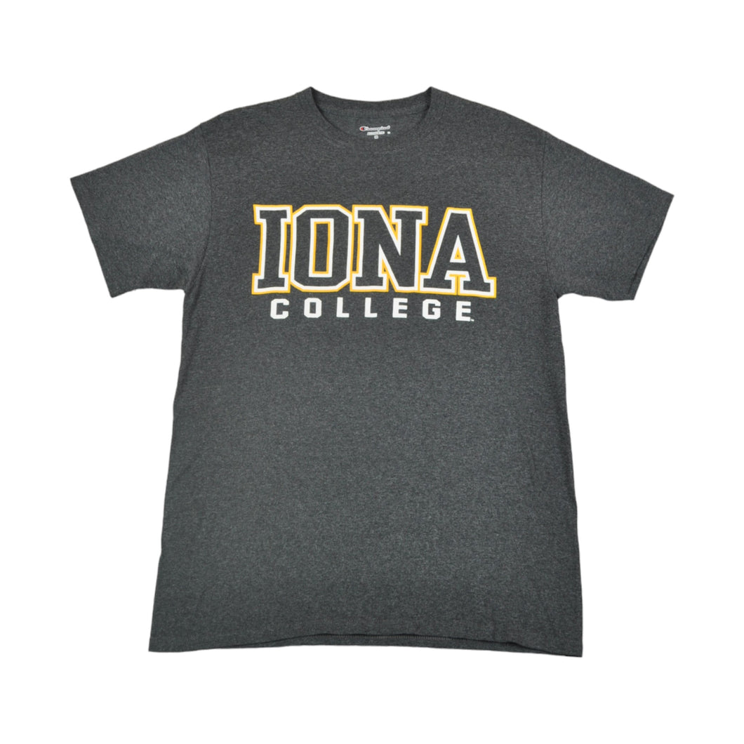 Vintage Champion Iona College T-shirt Grey Medium