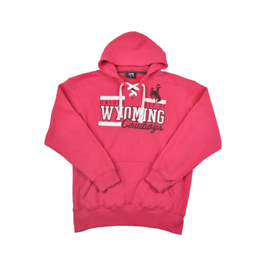 Vintage University Wyoming Cowboys Hoodie Sweatshirt Pink Ladies Large