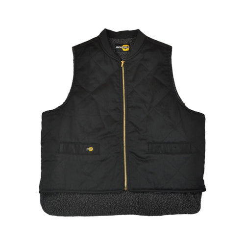 Vintage Workwear Vest Gilet Sherpa Lining Black Small