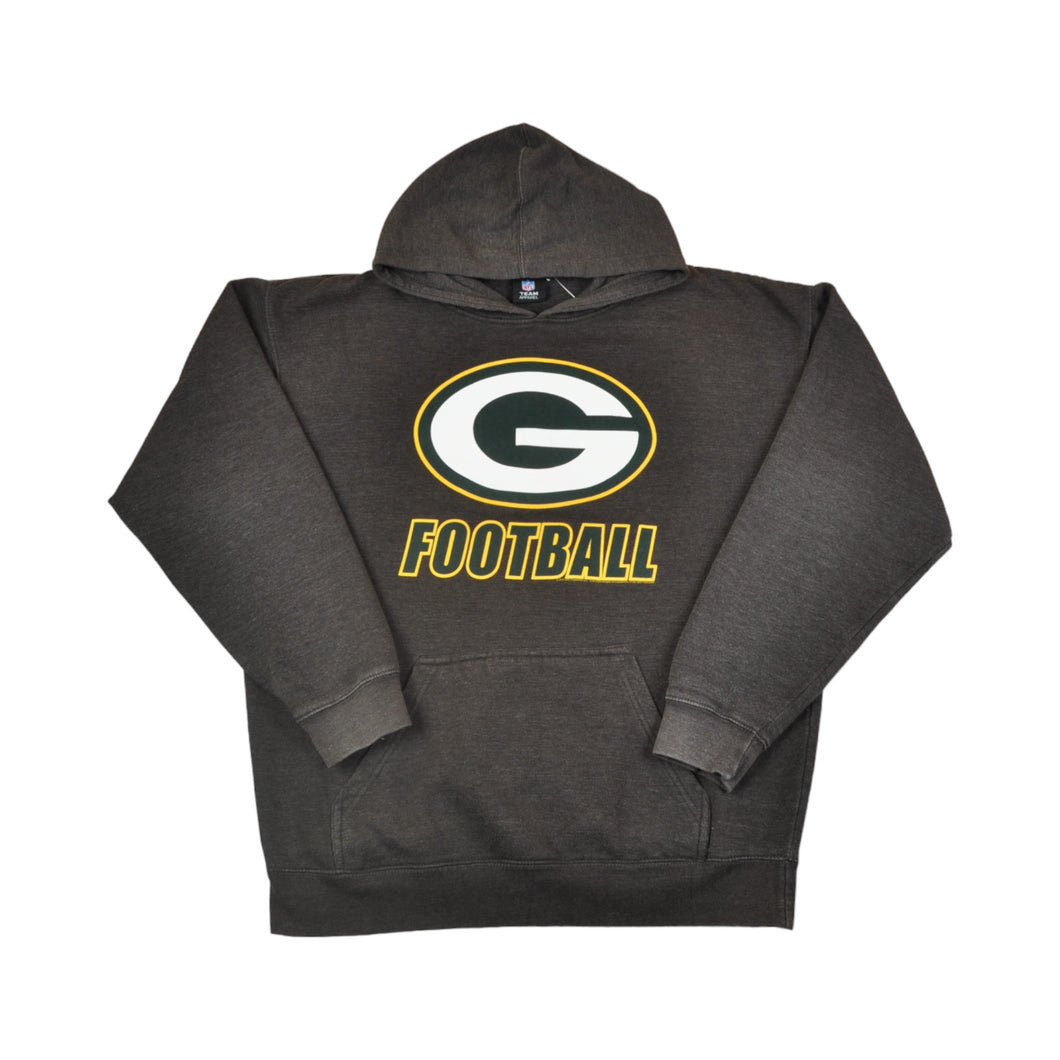 Vintage NFL Green Bay Packers Hoodie Sweatshirt Grey XXL