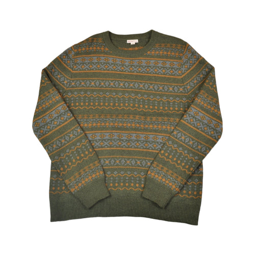 Vintage Knitwear Sweater Retro Pattern Green/Orange Medium