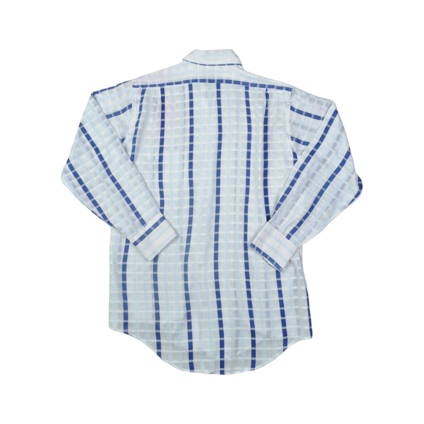 Vintage Shirt 90s Striped Pattern Long Sleeve Blue Medium